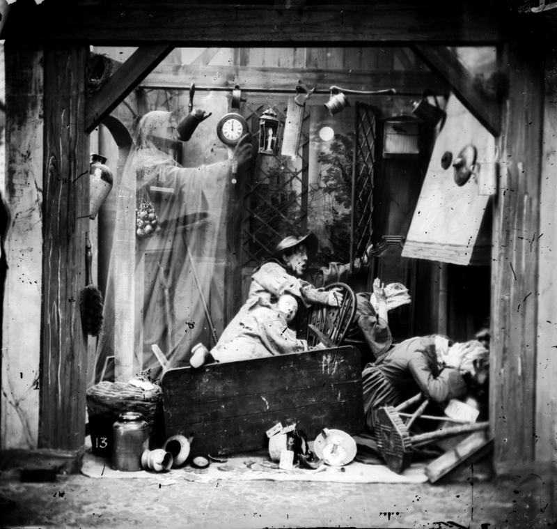 An apparition causes havoc by menacing two people in their kitchen, circa 1865. London Stereoscopic Company Comic Series - 13 (Photo by London Stereoscopic Company/Getty Images)